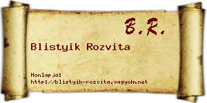 Blistyik Rozvita névjegykártya